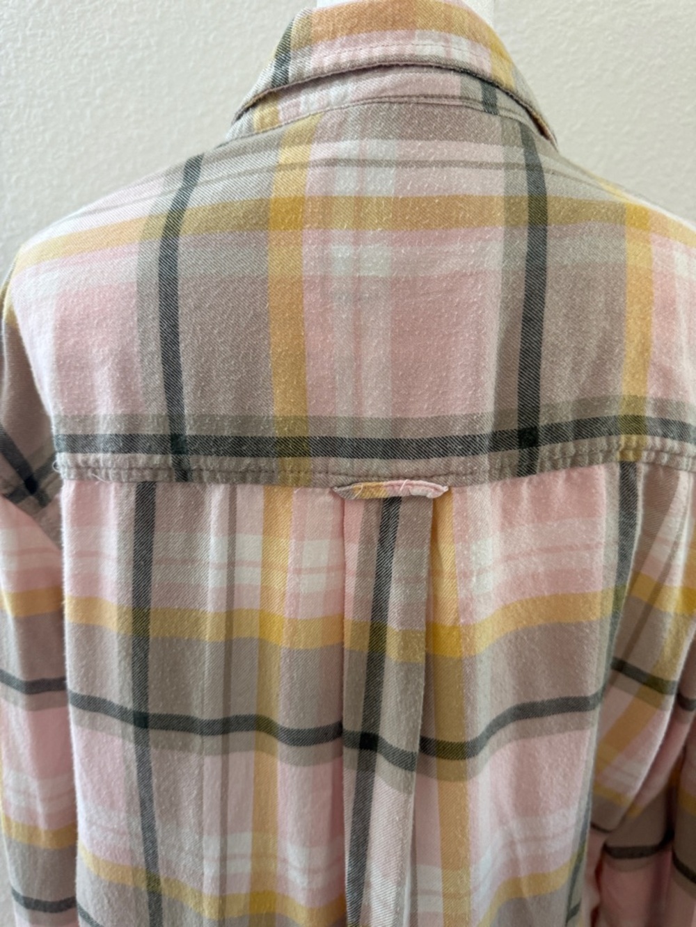 American Eagle Outfitters Pink and Yellow Plaid Snap-Front Shirt - Picture 5 of 6